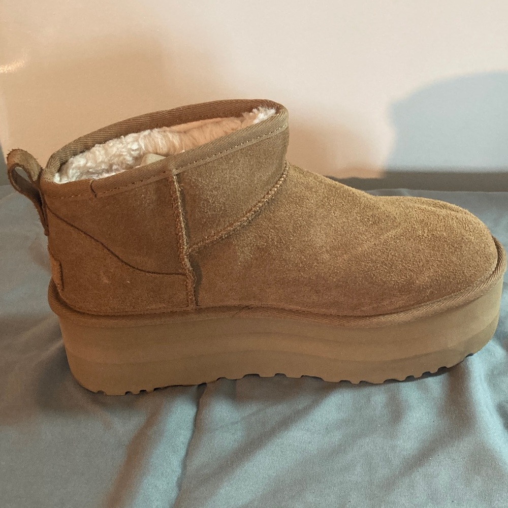 UGG CLASSIC ULTRA MINI PLATFORM Chestnut 8 NIB 8 - Picture 6 of 13
